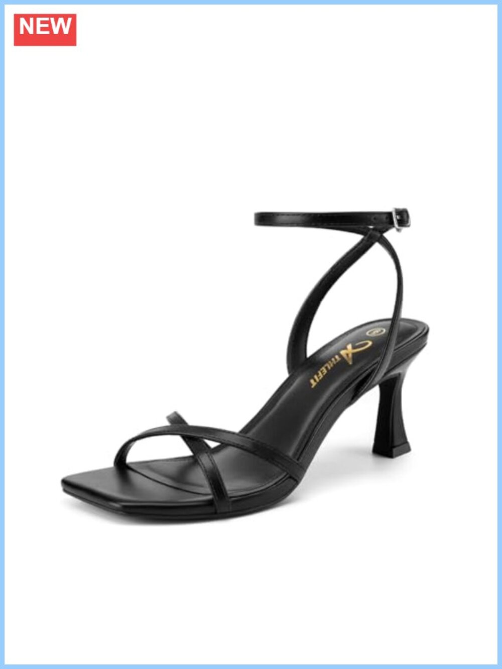 Women's Kitten Heel Square Open Toe Strappy Sandals PU